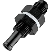 EVIL ENERGY 6AN Male Flare Bulkhead to 5/16 Hose Barb Fuel Tank Fitting Adapter Aluminum, Black