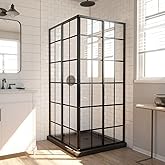 DreamLine French Corner 34 1/2 in. D x 34 1/2 in. W x 72 in. H Framed Sliding Shower Enclosure in Satin Black, SHEN-8134340-8