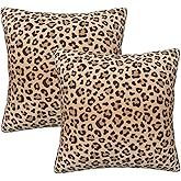 Perinsto Leopard Print Throw Pillow Covers Set of 2 Animal Skin Texture Decorative Pillowcases Soft Cushion Covers for Sofa Couch Bed Home Decor, 16"X16"