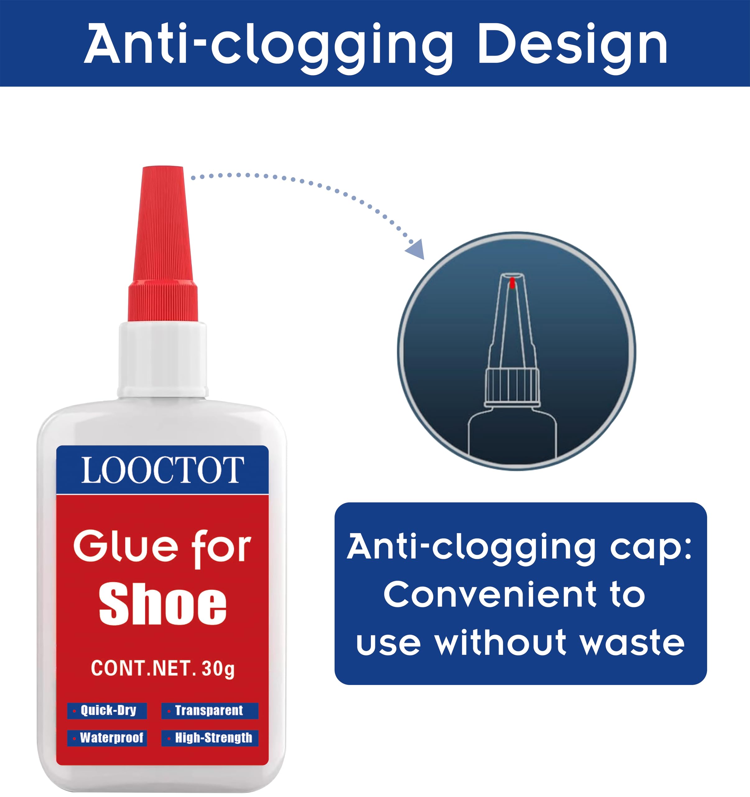 30g Shoe Glue,Boot Glue,Super Instant Glue for Shoe and Sole Repair,Shoe Heel Repair,Bonding Various Materials Such as Rubber,Leather;Waterproof Clear