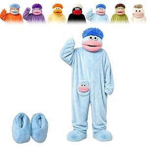 SEHIOZNI Funny Big Mouth Monster Onesie For Kids Silly Monster Onesies With Shoes Soft Plush Jumpsuit Cozy Halloween Outfit