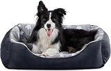 MIXJOY Large Dog Bed Washable Cozy Anti Slip Grey 76x61x23 cm