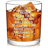 Futtumy The World's Best Boss Whiskey Glass 10 Oz, Boss Day Gifts for Him, Best Bosses Gifts for Men Man Male, Bosses Day Gift on National Bosses Day Christmas Birthday