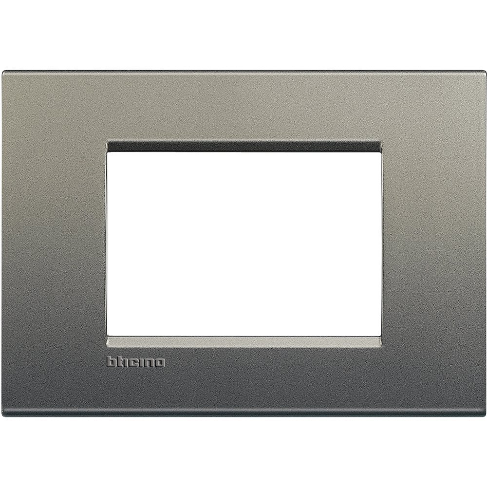 BTicino Living Light LNA4803AC Plate Square 3-Switch, Steel, grey, LNA4803AE