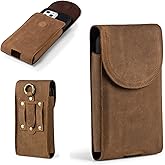Hengwin Leather Cell Phone Holster Belt Pouch Case with Belt Clip Fit for iPhone 17 Pro Max 16 Pro Max 15 Pro Max 14 Pro Max 13 Pro Max Samsung Galaxy S25 Ultra S24 Ultra S23 Ultra (Light Brown)