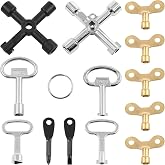 Mardatt 13 Pcs Utility Keys Kit Plumbers Key Tool Set 4 Way Service Cross Key, Triangle Cabinet Spanner Key, Water Tap Faucet Keys, Socket Keys for for Radiators Gas Electric Meter Boxes