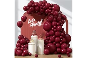 AWENZTECH 120pcs Burgundy Balloons, 18 12 10 5 inch Maroon Balloons Different Sizes Burgundy Balloon Arch Kit for Birthday Graduation Wedding Baby Shower Valentine's Day Party Decorations