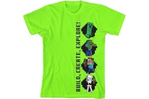 Bioworld Minecraft Build Create Explore Neon Green Kids T-Shirt