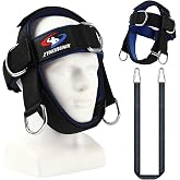 Fitness Neck Head Harness Trainer, Soft Padded &amp; Strap/Resistance Bands | Adjustable Chin, Top &amp; Back Head Neoprene Strap, Durable Neck Exerciser for Weight Lifting, Home and Gym Workout Equipment