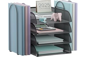 Aimeaihe 4 Tier Stackable Paper Tray Organizer for Desk, Office Desk Accessories, Paper Sorter Organizer for Letter/A4 Office File Folder Holder (Black, 16.1" x 13.2" x 10.12")