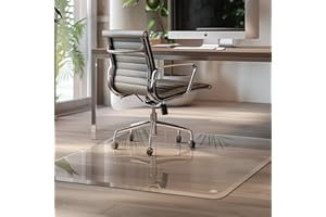 VSAR HOUSE VSARHouse Premium Tempered Glass Chair Mats with Beveled Edge, 56"x46" Glass Office Chair Mat for Carpet or Hard Floors, Glass Office Floor Mats with 4 Non-Slip Pads, Effortless Rolling, Thick 1/5"