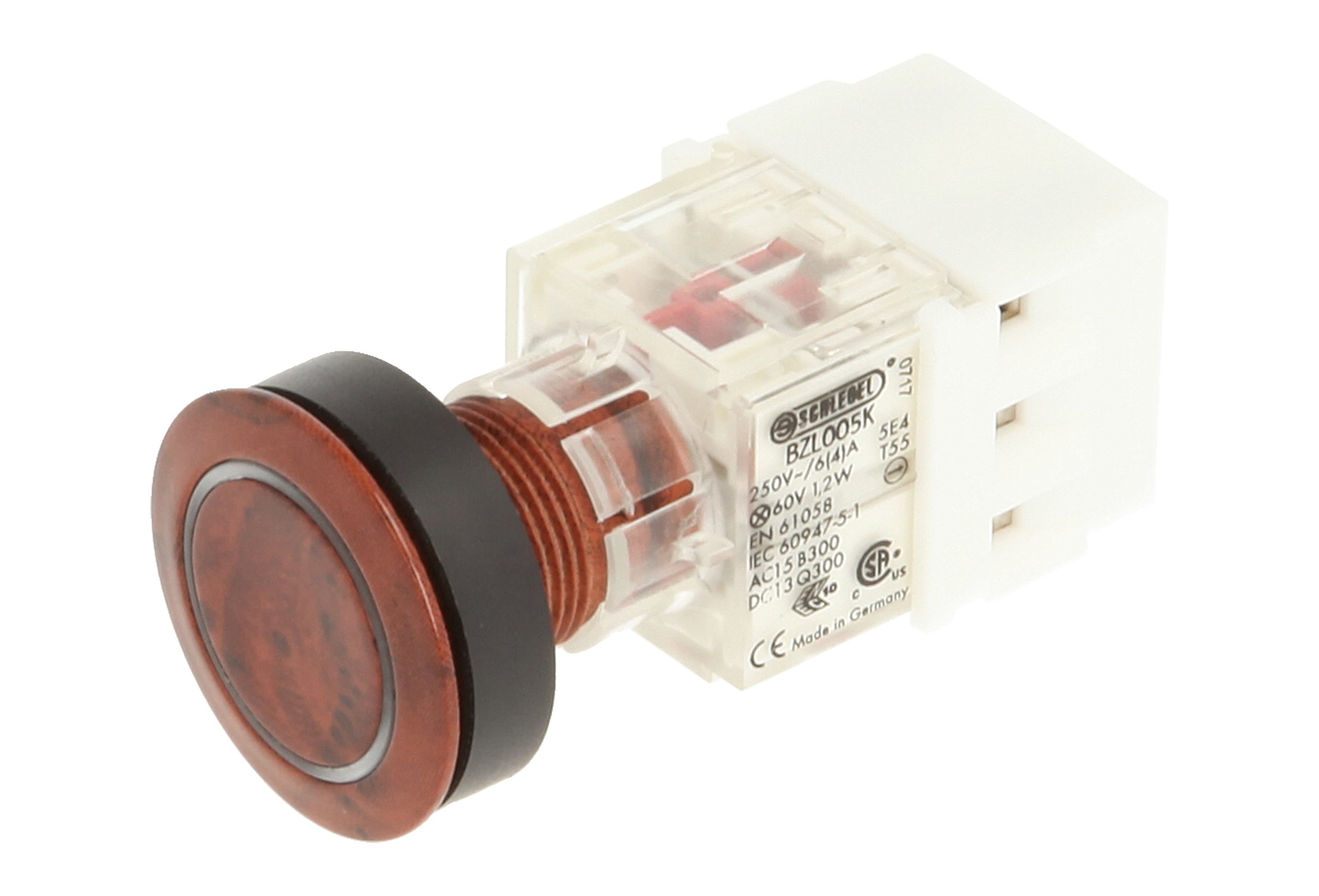 Club 23.000.958 Push Button Root Wood Décor LED Ringlight Contact Transmitter 2 button Opener Socket Type t5,5 K 24 V White