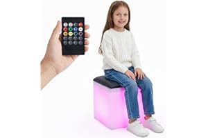 Special Supplies 12″ LED Cube Light‑Up Chair/Table Set – Color Changing Glow Cube Furniture, Mood Lighting, RGB LED Seat/Tabl