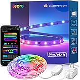 Lepro S1 AI LED Lights, Wi-Fi & Bluetooth RGBIC LED Strip for Bedroom, Work with Alexa & Google, Music Sync, Color Segment DI