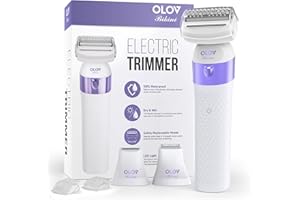 OLOV BIKINI Bikini Trimmer for Women, IPX7 Waterproof Wet & Dry Electric Razors for Women, Bikini Legs Underarm Pubic Hairs Rechargeable Electric Shaver with 3 Trimmer Heads