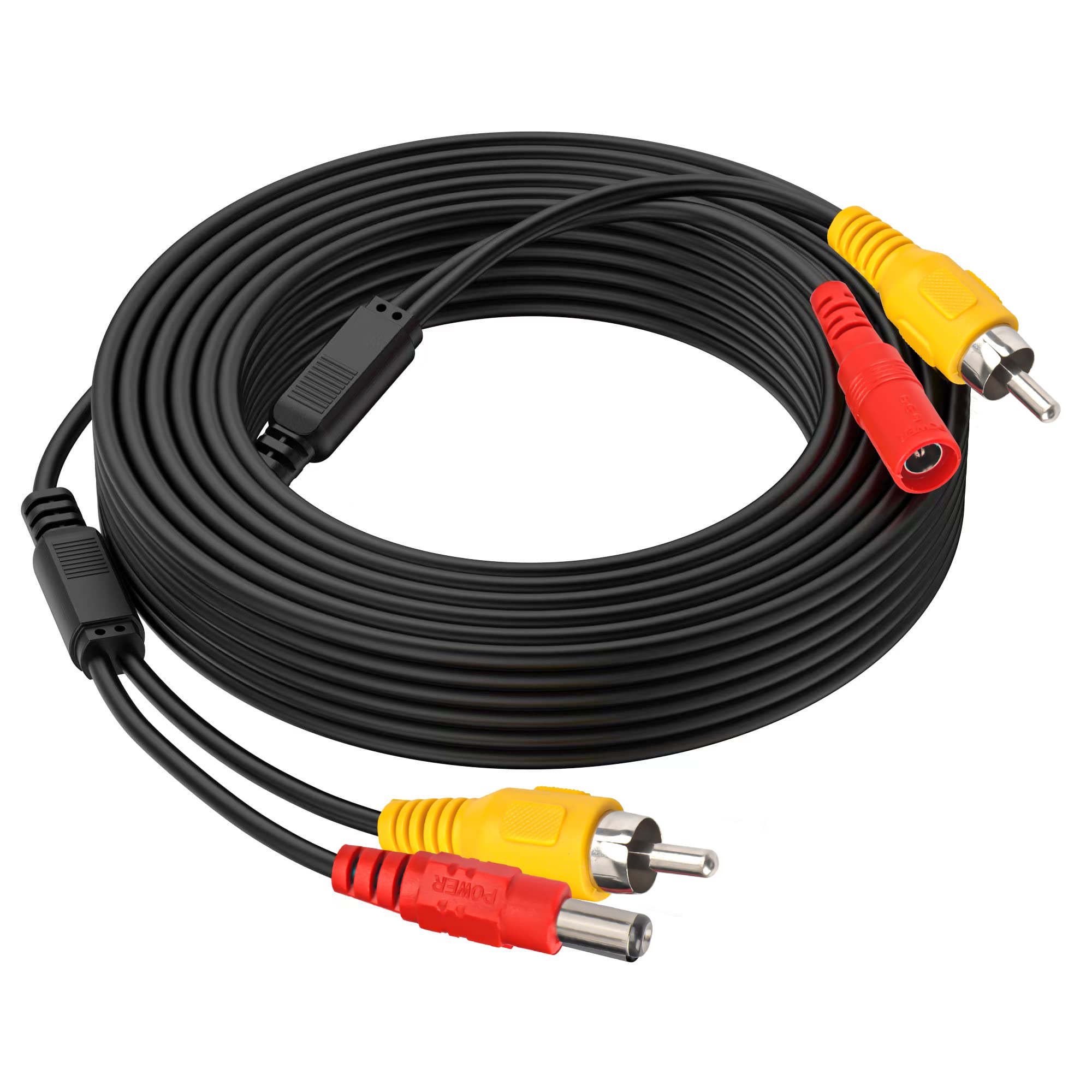 Cocar RCA video cable with red reverse trigger lines for car rear view camera, monitor camera, CCTV LED connection (10 meters or 33 feet) — image 1
