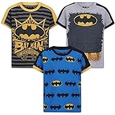 Warner Bros. Boy's 3-Pack Batman Short Sleeve Graphic Tee Shirt Set, Size 6