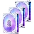 Redragon GCF012 Reverse 120mm PC Case Fan, Daisy-Chain Connection, 5V 3Pin ARGB Lighting, 4 Pin PWM Case Fan, for Radiator/Computer Case Cooling, 120x120x25mm, 3 Pack, White