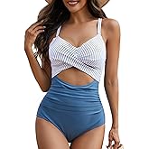 One Piece Swim Suits for Women 2025 Sexy Tummy Control Swimsuits Cutout High Waisted Criss Cross Back Bathing Suit for Women