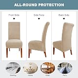 CMAKER Velvet Dining Chair Covers Set of 2 Beige High Back Stretch Slipcovers view 5