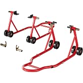 SPECSTAR Motorcycle Stands 882 Lbs Capacity, Red | Front Rear Wheel Lift Combo with U+L Adjustable Swingarm Spool, Paddock Stand fit for BMW, Suzuki, Yamaha, Honda, Kawasaki