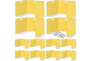 ZSMKJIAYE 12 Pcs Desk Dividers for Students Classroom Plastic Privacy Folders Yellow Test Dividers for Students Desks Trifold Privacy Panel Partitions for School Teacher Supplies (Yellow)