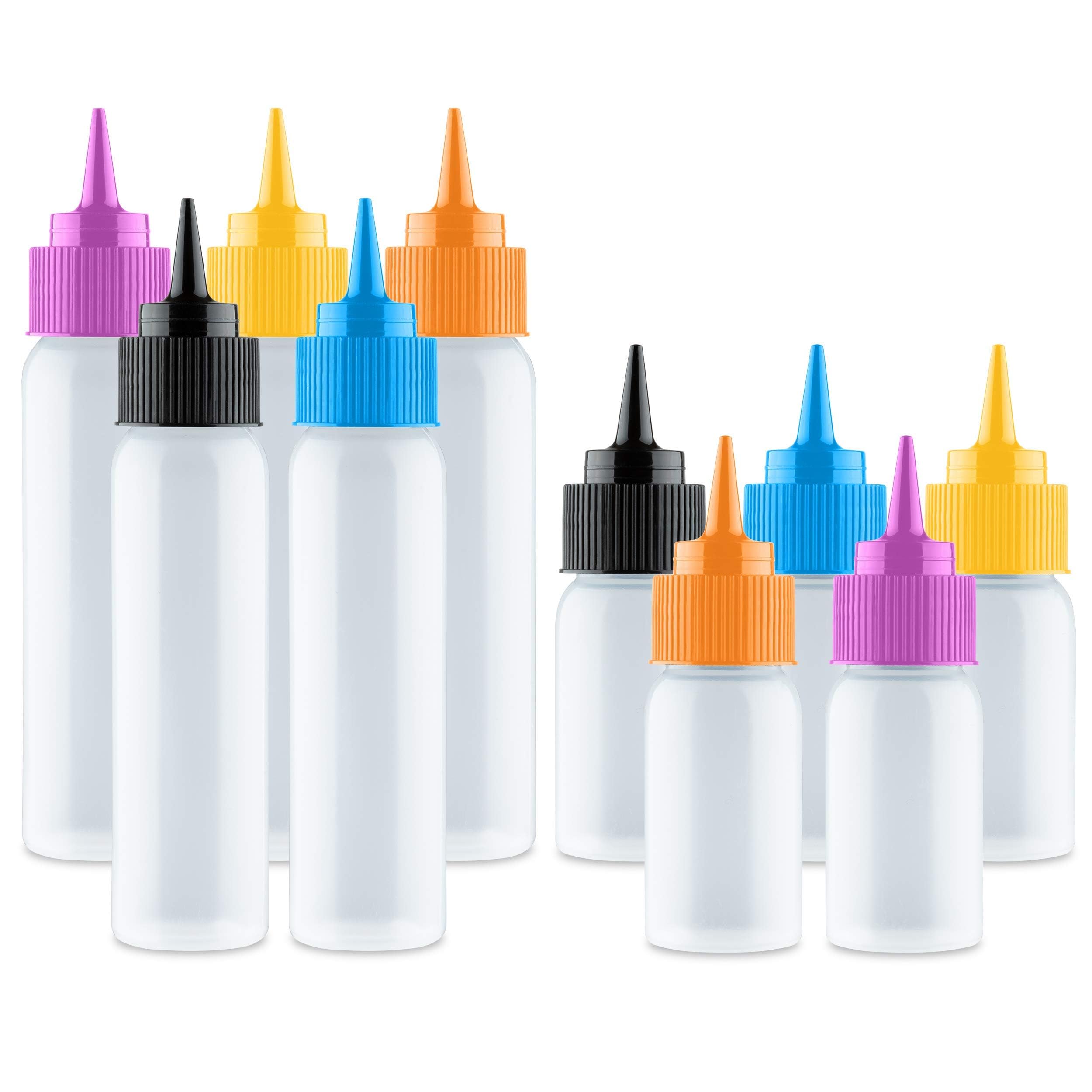 Writer Bottles - 10 Easy Squeeze Applicator Bottles - 5 Each (1 and 2 Ounce) - Cookie Decorating Supplies