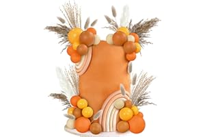 HAVAGDTM 50 PCS Boho Cake Toppers Mini Balls Cake Topper Various Dried Pampas Grass Cake Decor for Boho Home Wedding Cake Decoration (Orange Yellow Apricot Caramel)
