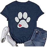 VQD Womens Dog Shirts Easily Distracted by Dogs Tshirt Dog Mom Paw Pet Lover Tee Tops