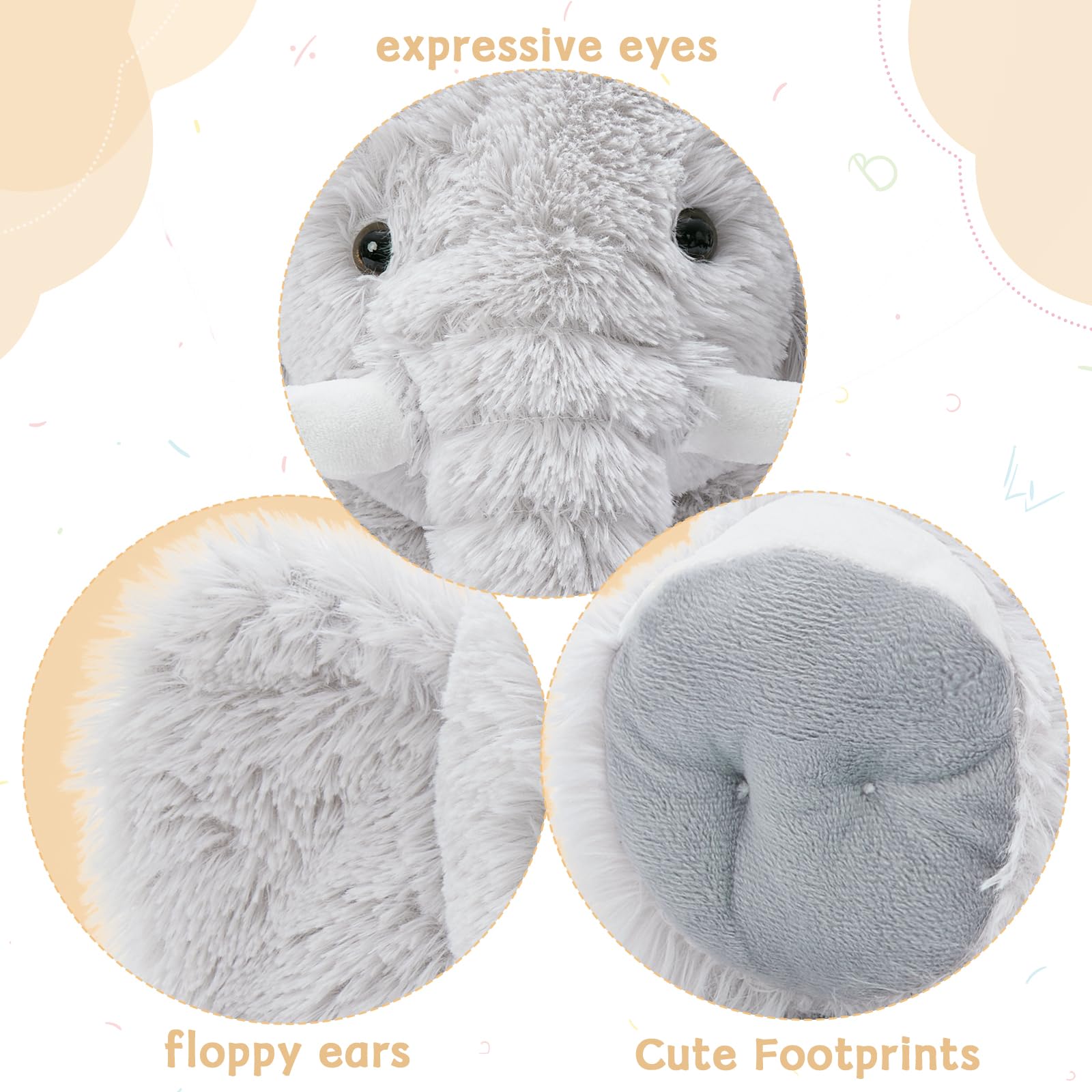 MorisMos Elefant Kuscheltier XXL,50cm groß Elefant Plüschtier Stofftier, Grau riesen Plüschelefant,Geburtstag Weihnachten Geschenk für Kinder Baby Mädchen Jungen 4