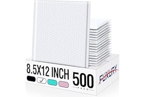 Fuxury 500 Pack White Bubble Mailers 8.5x12" Opaque Bubble Envelopes Usable Size 8.5x11 Inch Strong Adhesion Padded Mailers Thick Padded Envelopes for Small Business Mailing Books Clothes Supplies