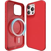 oakxco Silicone Case for iPhone 16 Pro Max Case Magnetic, Compatible with Magsafe Wireless Charging, Slim Thin Soft Rubber Gel, Girly Cute Aesthetic Trendy Hard Shell Mag Safe Cover for Women, Red