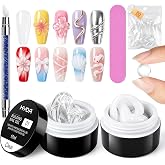Ownest Clear and White Nail Gel Set, Non-Sticky Sculpting Gel, 3D Nail Art Design for Home Salon Manicure DIY with Sculpture Pen