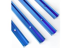 UTOOL 24 Inch Double Cut Profile Universal T Track with Predrilled Mounting Holes and Screws for wood, Sandblast Anodized Aluminum Extrusion T Rail Track for Woodworking, 4Pack (Sapphire Blue)