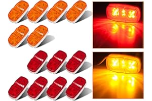 LIMICAR 13PCS Trailer Marker LED Light Double Bullseye LED Side Marker Lights 7 Red 6 Amber 12LED Lights Trailer Side Marker 