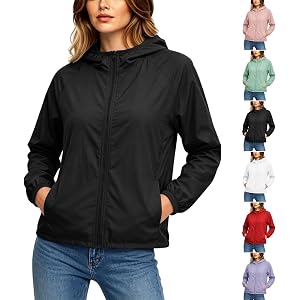RRMuAzgs Women's UPF 50+ Sun Protection Hoodie Jacket, Lightweight SPF Long Sleeve Full Zip Workout Shirts for Outdoor Hiking