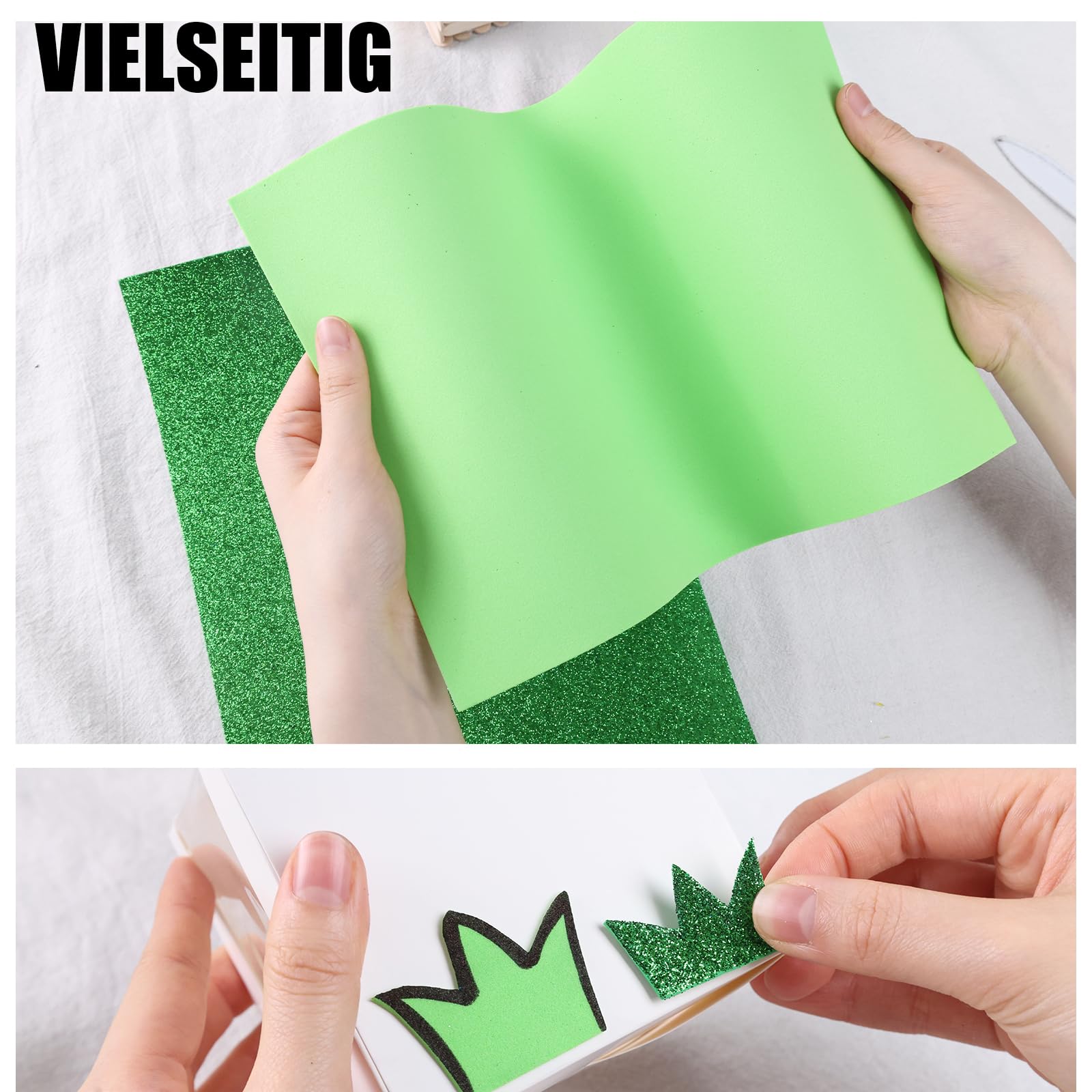 VGOODALL 30 Bögen Moosgummi Basteln A4, 2mm Bunt mit 5 Moosgummi Glitzer Schaumgummi Basteln Schaumstoff zum Basteln Moosgummi A4 für DIY Bastelarbeiten