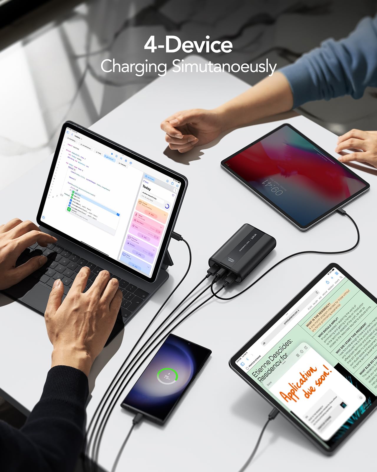 VRURC Power Bank 20000mAh – Kleiner & tragbarer externer Akku mit 22,5W QC & PD 3.0 Schnellladen, USB-C, 6 Ports & LED-Anzeige, CE-zertifizierte Powerbank für iPhone, Samsung, Huawei, iPad & Reisen 5