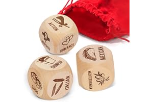 UAREHIBY Date Night Dice for Couples,3 Engraved Wooden Date Night Dice,Date Dice for for Girlfriend Boyfriend Husband Wife,Adult Fun Games for Couples,Romantic Gifts for Her Him,Dinner,Movie,Valentines Day