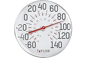 Taylor Metal Wall Indoor Outdoor Thermometer, Wireless Thermometer with Easy to Read Large Numbers for Patio, Pool, and Indoor Areas, 12-inch, White