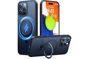 TORRAS Magnetic Ostand for iPhone 16 Pro Max Case, [Fit for MagSafe][Sturdy Kickstand & Ring Holder][Military Grade Shockproof] Translucent Slim Phone Case for iPhone 16 Pro Max 6.9", Black Titanium