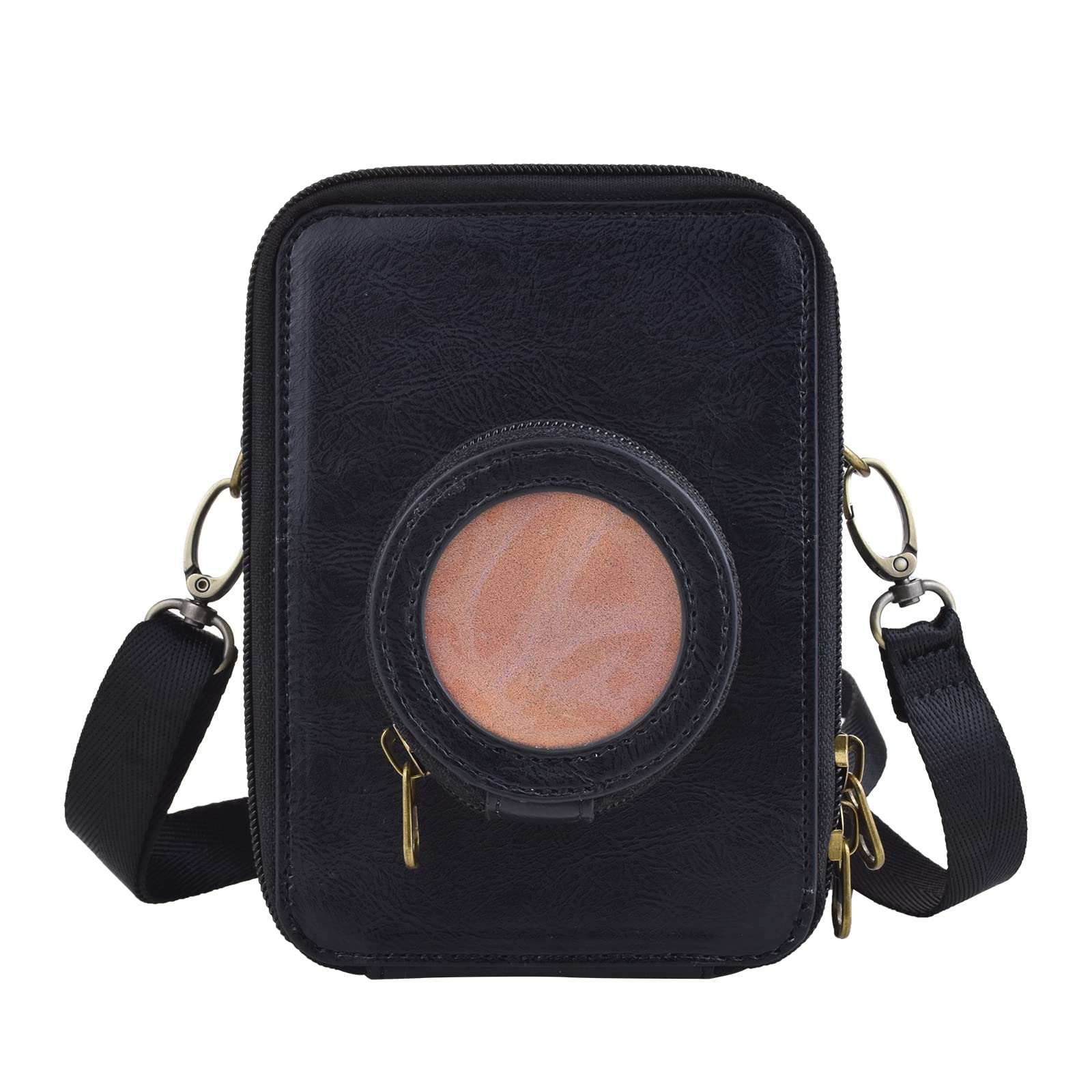 MUZIRI KINOKOO Mini EVO Case Retro Design PU Lether Big Compacity Protective Camera Case Compatible for Fuji Mini EVO Camera Black