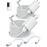 WUKUR 2 Pack Power Adapter Compatible with Ring Stick Up Cam Battery/Plug-in 3rd Gen/2nd Gen &amp; for Ring Pan Tilt Stick Up Camera, Indoor/Outdoor Charger Weatherproof Power Cord, 4M/13.1Ft Long