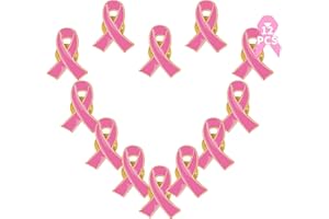 BLOWATA Breast Cancer Awareness Accessories, Breast Cancer Awareness Pins, Breast Cancer Pink Ribbon Metal Lapel Pins Official Hope Ribbon Enamel Brooch Bulk for Survivor Charity Event Marathon Supply
