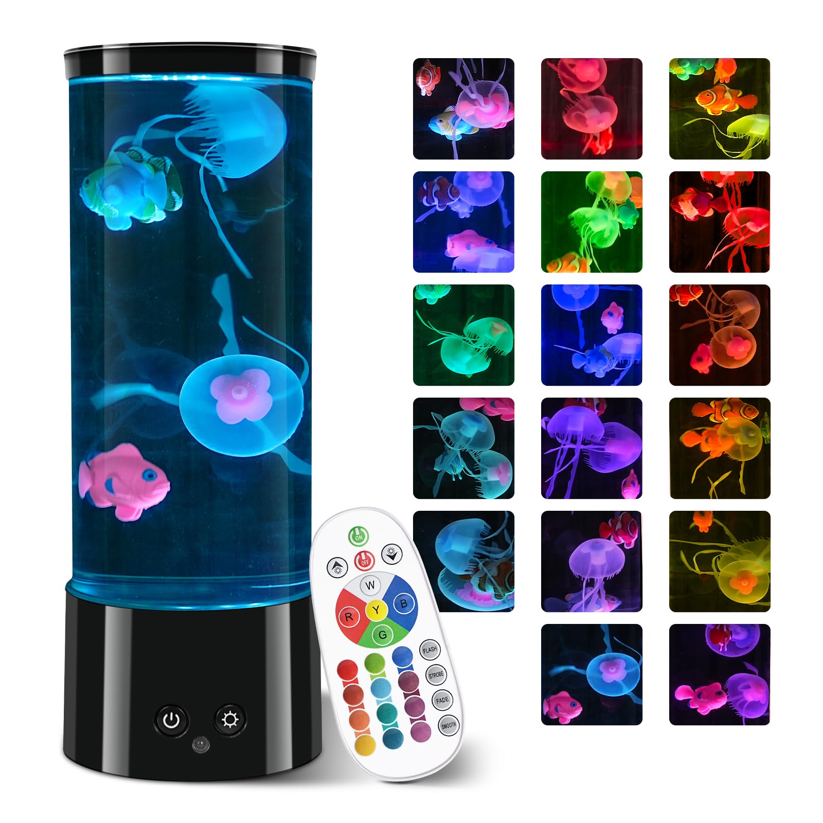 Photo 1 of 11.6 inch Jellyfish Lamp with 17 Color Changing Effects, LED Jellyfish Tank Table Lamp Decorations, Portabe Table Mood Lamp for Room Office Night Light Liquid Motion Lamp Ideal Gift for Kids