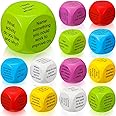 Hanaive 12 Pcs Learning Conversation Cubes Social Emotional Learning Activities Family Dice Game Speech Therapy for Kids Teacher Family Classroom (Wood)