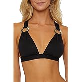 Soluna Swim Women's Buckle Up Ring Halter Bikini Top, Adjustable, Tie Back, Swimwear Separates