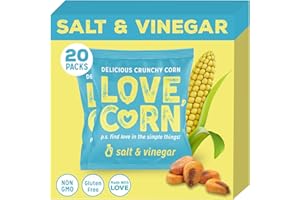 LOVE CORN Salt & Vinegar 0.7oz x 20 Bags - Delicious Crunchy Corn - Healthy Family Snacks - Gluten Free, Kosher, NON-GMO - Alternative for Chips, Nuts, Crackers & Pretzels - Perfect for Charcuterie Boards