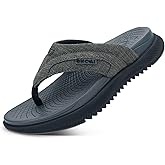ONCAI Mens Flip Flops with Arch Support Summer Beach Pool Walking Sandals with Outdoor Yoga Mat Non-slip Cushion Thick Rubber Soles Size 7-14