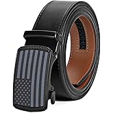SANSTHS Golf Ratchet Belt for Men, Mens Belt Casual 1 1/3" Flag Pattern Auto Slide Buckle for Jeans
